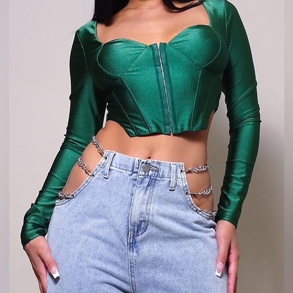 Long Sleeve Corset Top - Picture 2 of 5